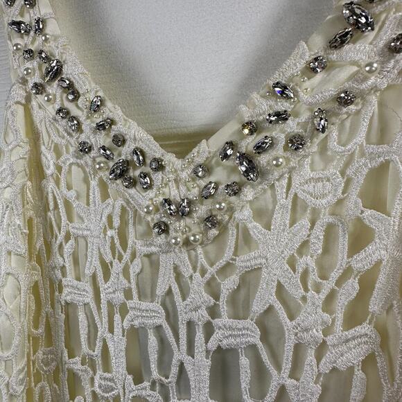 Pearl Georgina Chapman of Marchesa Beautiful Lace Dress in Cream Sz 12 pearls - Picture 9 of 16